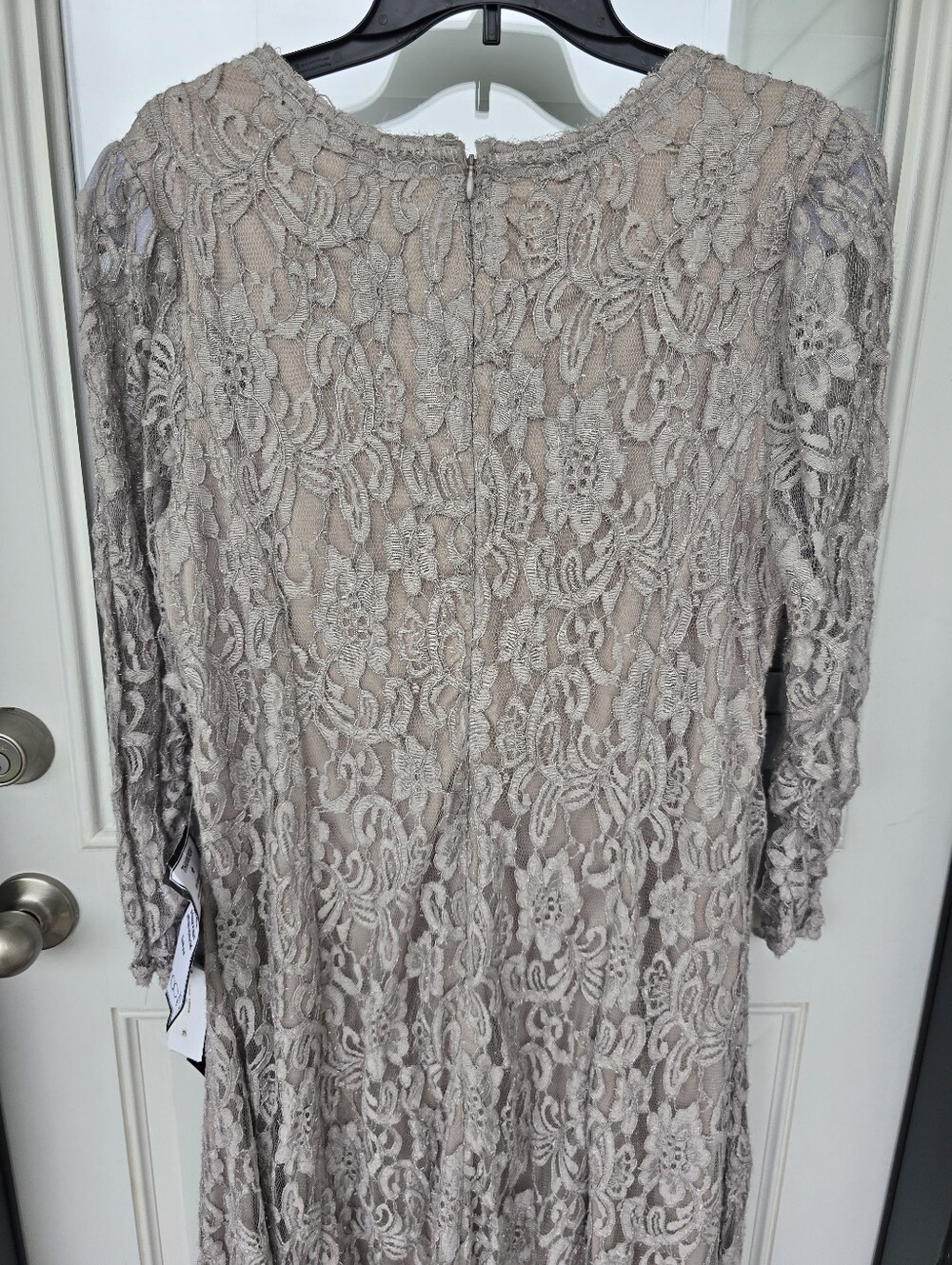 Betsy & Adam Lace Dress 16W Taupe Beige Midi Cocktail Party Formal Evening Plus - Picture 11 of 11